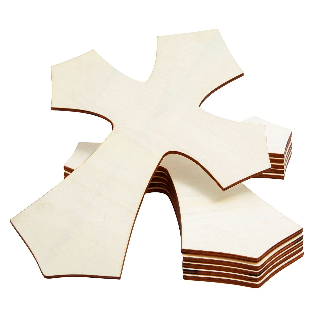 Unfinished Wood Cutout - 6-Pack Cross Shaped Wood Pieces for Wooden Craft DIY Projects, Sunday School, Church, Home Decoration, 11.8 x 8.8 x 0.188 inches